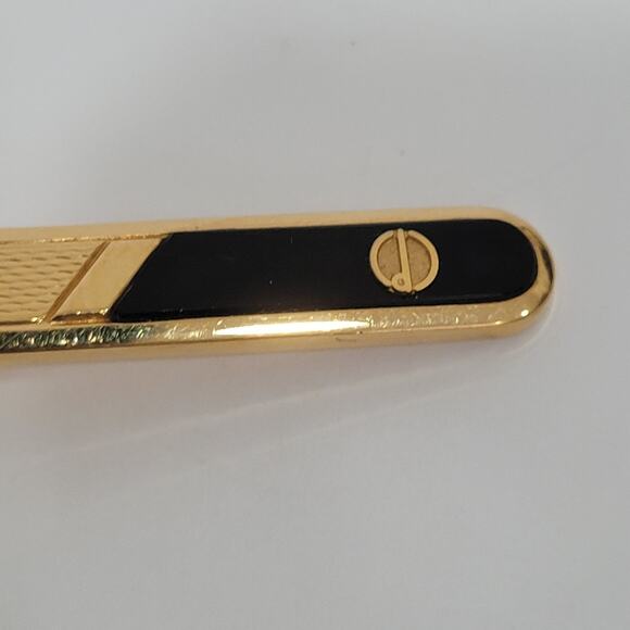 Dunhill Vintage Two Tone Tie Clasp Clip Bar Gold Black Retro With Box - Picture 5 of 10